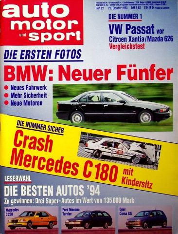 Deckblatt Auto Motor und Sport (22/1993)